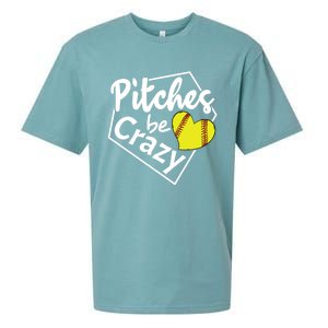 Pitches Be Crazy Softball Player Funny Funny Gift Sueded Cloud Jersey T-Shirt