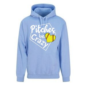 Pitches Be Crazy Softball Player Funny Funny Gift Unisex Surf Hoodie