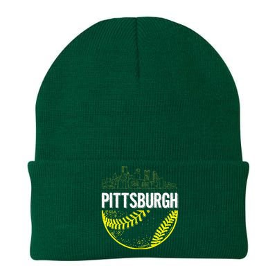 Pittsburgh Baseball Cityscape Distressed Knit Cap Winter Beanie