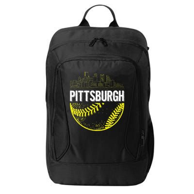 Pittsburgh Baseball Cityscape Distressed City Backpack