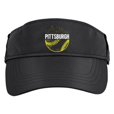 Pittsburgh Baseball Cityscape Distressed Adult Drive Performance Visor