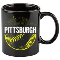Pittsburgh Baseball Cityscape Distressed 11oz C Handle Ceramic Mug