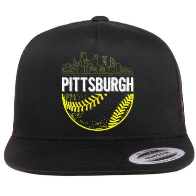 Pittsburgh Baseball Cityscape Distressed Flatbill Hat