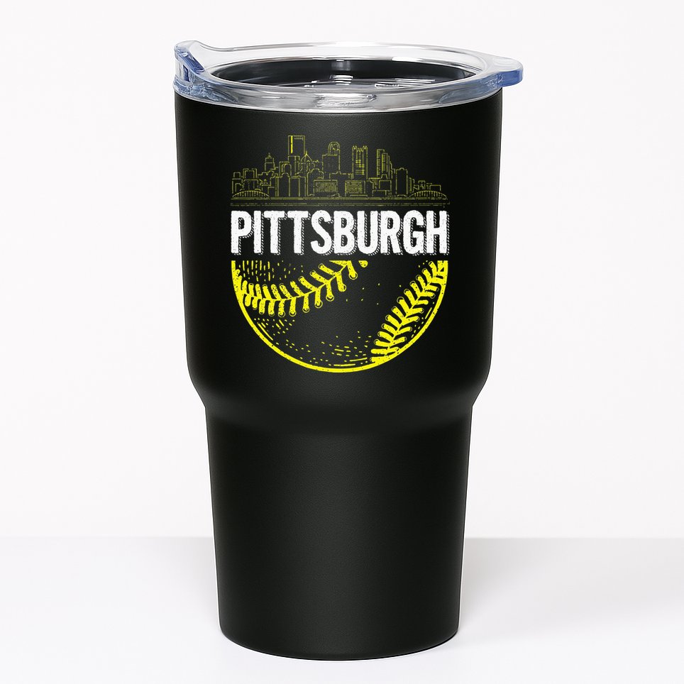 Pittsburgh Baseball Cityscape Distressed Tumbler