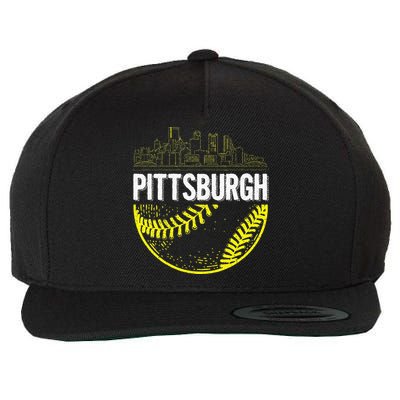 Pittsburgh Baseball Cityscape Distressed Wool Snapback Cap