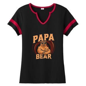 Papa Bear Cute Bears Family Father Dad Daddy Papa Bear Great Gift Ladies Halftime Notch Neck Tee