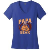 Papa Bear Cute Bears Family Father Dad Daddy Papa Bear Great Gift Women's V-Neck T-Shirt