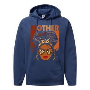 Proud Black Confident Afro African American Mom Mothers Day Gift Performance Fleece Hoodie