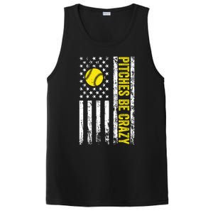 Pitches Be Crazy Softball Player Funny Softball Pitcher Funny Gift PosiCharge Competitor Tank