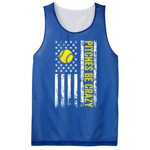 Pitches Be Crazy Softball Player Funny Softball Pitcher Funny Gift Mesh Reversible Basketball Jersey Tank