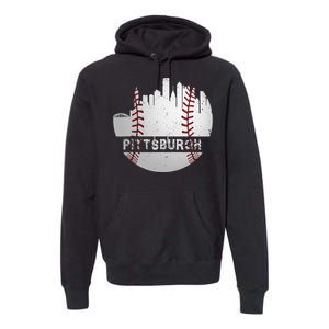 Pittsburgh Baseball Cityscape Distressed Novelty Pirate Gift Premium Hoodie