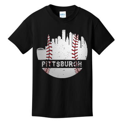 Pittsburgh Baseball Cityscape Distressed Novelty Pirate Gift Kids T-Shirt