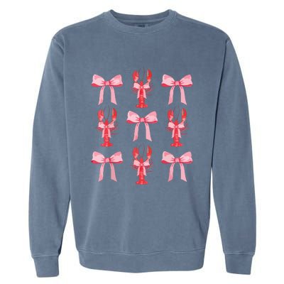 Pink Bow Cute Coquette Crawfish Clean Girl Aesthetic Garment-Dyed Sweatshirt