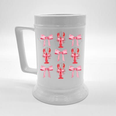 Pink Bow Cute Coquette Crawfish Clean Girl Aesthetic Beer Stein