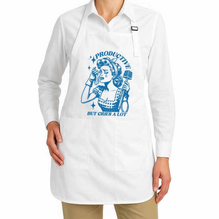 Productive But Cries A Lot Full-Length Apron With Pockets