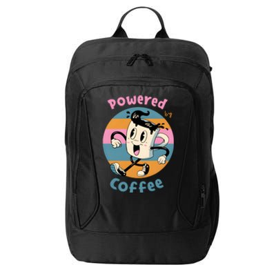 Powered By Coffee Lover Cute Coffee Cup Retro City Backpack