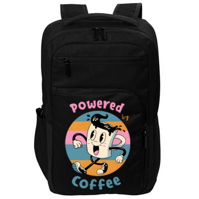 Powered By Coffee Lover Cute Coffee Cup Retro Impact Tech Backpack