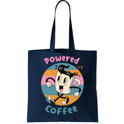 Powered By Coffee Lover Cute Coffee Cup Retro Tote Bag