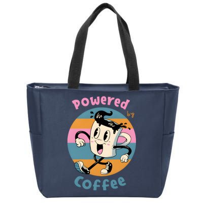 Powered By Coffee Lover Cute Coffee Cup Retro Zip Tote Bag