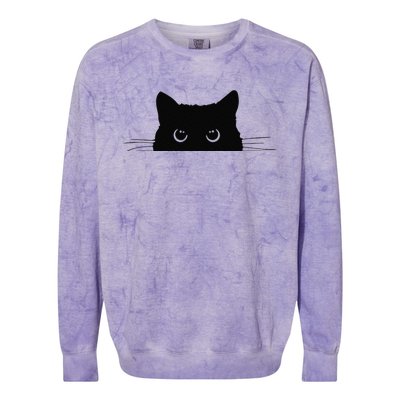 Pocket Black Cat Lover Gift Colorblast Crewneck Sweatshirt