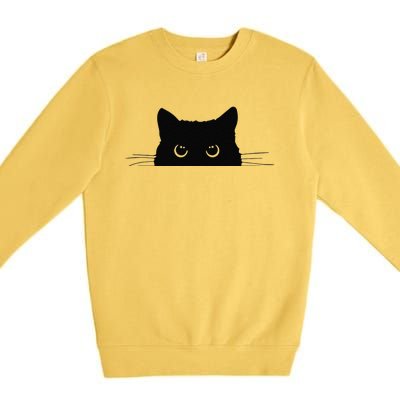 Pocket Black Cat Lover Gift Premium Crewneck Sweatshirt