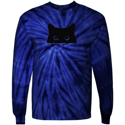 Pocket Black Cat Lover Gift Tie-Dye Long Sleeve Shirt