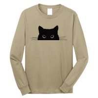 Pocket Black Cat Lover Gift Long Sleeve Shirt