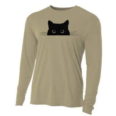 Pocket Black Cat Lover Gift Cooling Performance Long Sleeve Crew