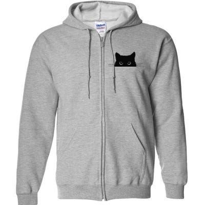 Pocket Black Cat Lover Gift Full Zip Hoodie