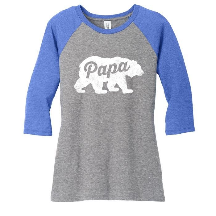 Papa Bear Cute Fathers Day Top Gift Women's Tri-Blend 3/4-Sleeve Raglan Shirt