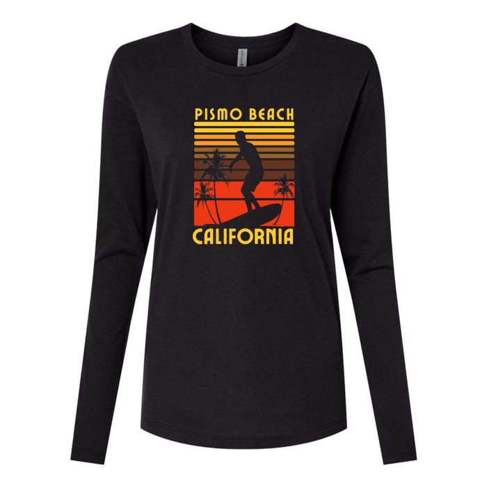 Pismo Beach California Surf Summer Vacation Vintage Womens Cotton Relaxed Long Sleeve T-Shirt