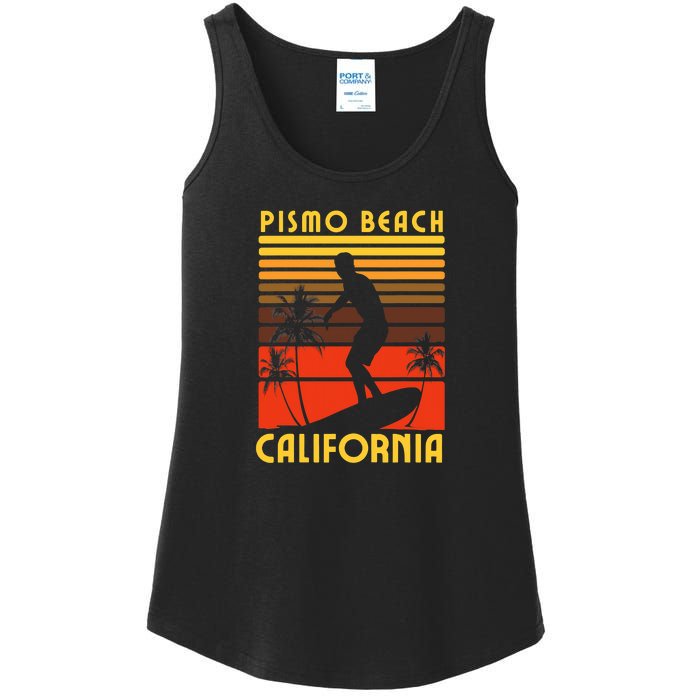 Pismo Beach California Surf Summer Vacation Vintage Ladies Essential Tank