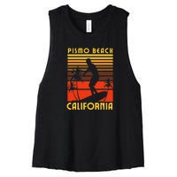 Pismo Beach California Surf Summer Vacation Vintage Women's Racerback Cropped Tank