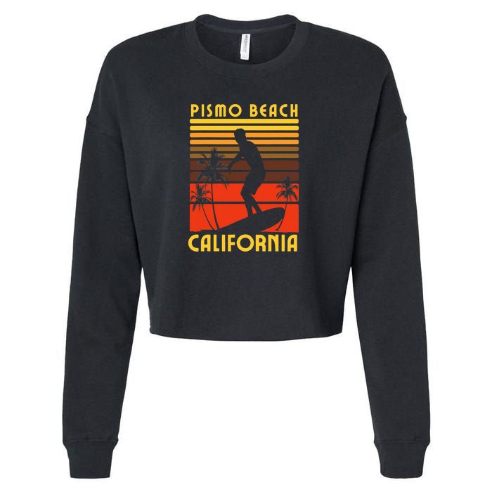 Pismo Beach California Surf Summer Vacation Vintage Cropped Pullover Crew