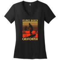 Pismo Beach California Surf Summer Vacation Vintage Women's V-Neck T-Shirt