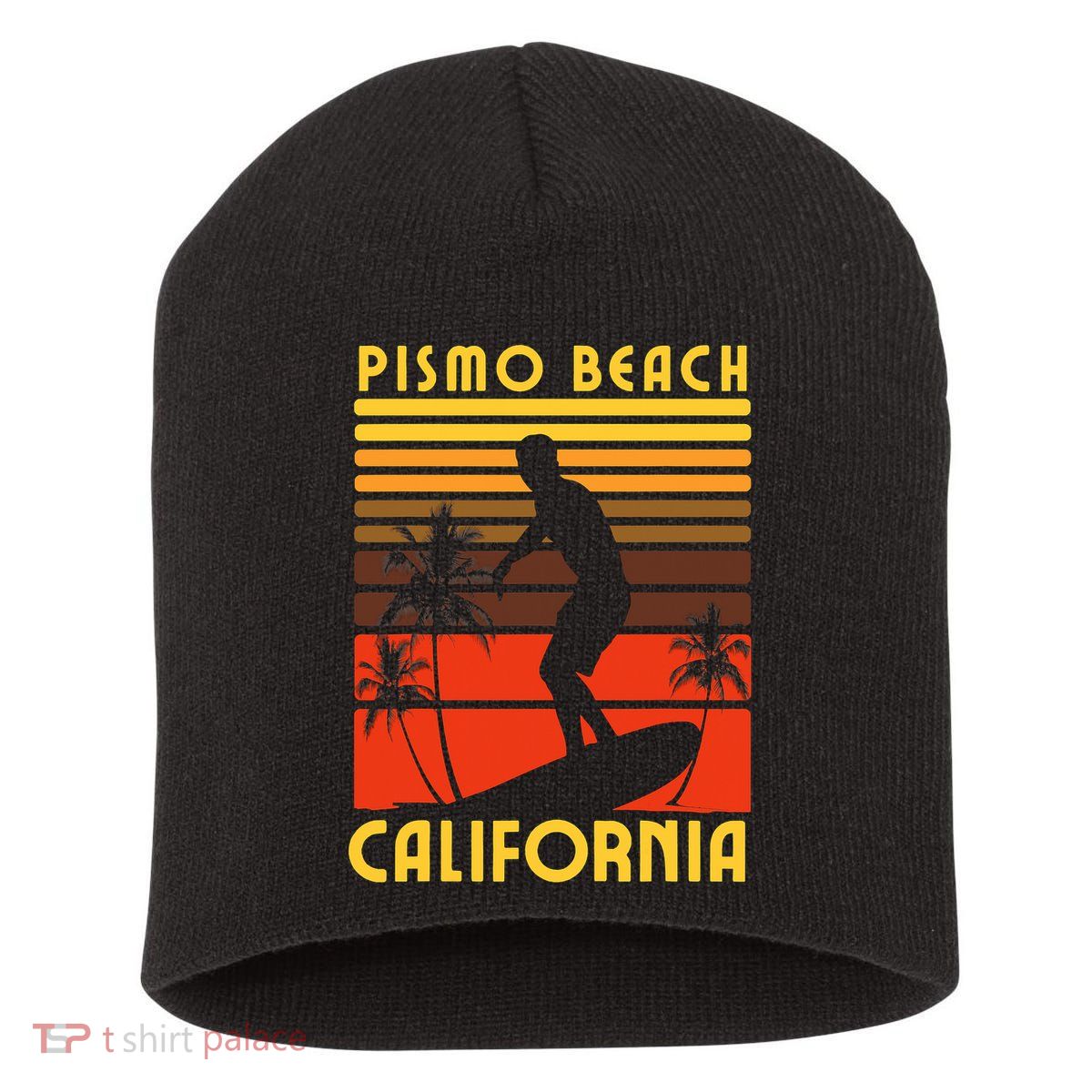 Pismo Beach California Surf Summer Vacation Vintage Short Acrylic Beanie