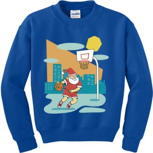 Playing Basketball Christmas Sports Santa Claus Native Gift Kids Sweatshirt