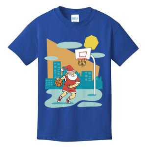 Playing Basketball Christmas Sports Santa Claus Native Gift Kids T-Shirt