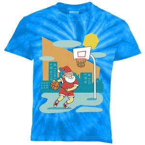 Playing Basketball Christmas Sports Santa Claus Native Gift Kids Tie-Dye T-Shirt