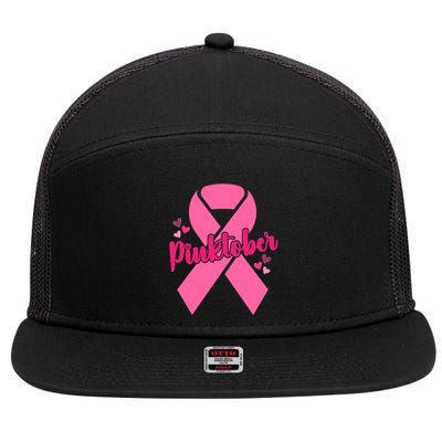Pinktober Breast Cancer Awareness October 7 Panel Mesh Trucker Snapback Hat