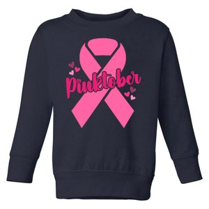 Pinktober Breast Cancer Awareness October Toddler Sweatshirt