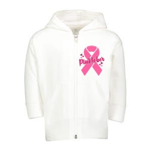 Pinktober Breast Cancer Awareness October Toddler Zip Fleece Hoodie