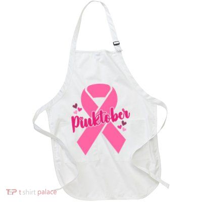 Pinktober Breast Cancer Awareness October Full-Length Apron With Pockets