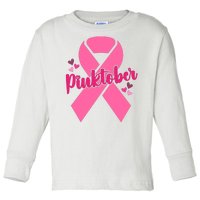 Pinktober Breast Cancer Awareness October Toddler Long Sleeve Shirt