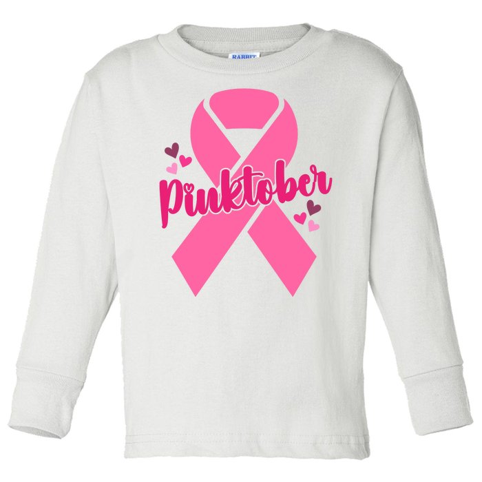 Pinktober Breast Cancer Awareness October Toddler Long Sleeve Shirt