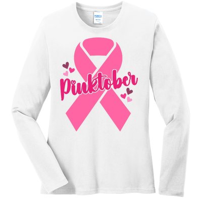 Pinktober Breast Cancer Awareness October Ladies Long Sleeve Shirt