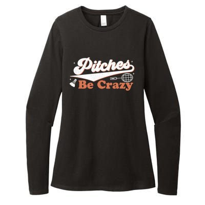 Pitches Be Crazy Funny Badminton Players Pitches Sport Lover Gift Womens CVC Long Sleeve Shirt