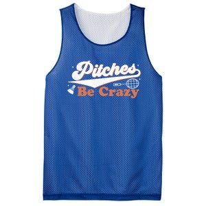 Pitches Be Crazy Funny Badminton Players Pitches Sport Lover Gift Mesh Reversible Basketball Jersey Tank