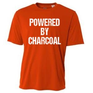 Powered By Charcoal Bbq Grill Barbecue Gift Cooling Performance Crew T-Shirt