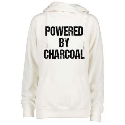 Powered By Charcoal Bbq Grill Barbecue Gift Womens Funnel Neck Pullover Hood